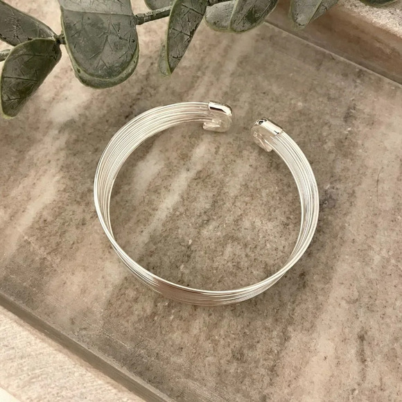 925 Sterling Silver Thick Bracelet Wide Large Cuff Bracelet Bangle Bracelet - Picture 2 of 6